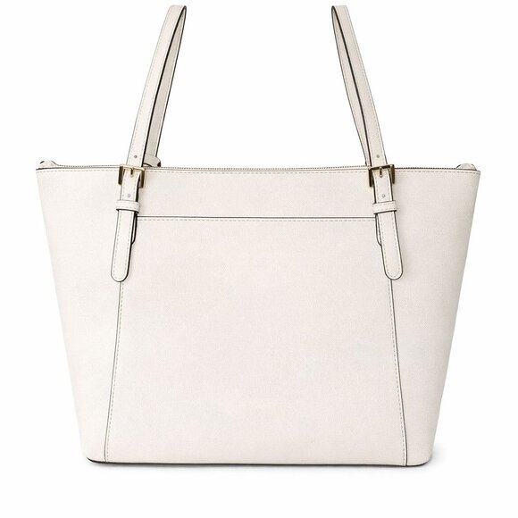 Michael Kors Ciara Large Saffiano Leather Shoulder Double Strap Tote Optic White - Picture 2 of 11